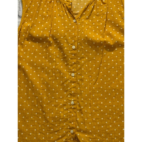 Old Navy Sleeveless Button-Front Cocoon Top yellow polka dots size medium - Picture 6 of 10